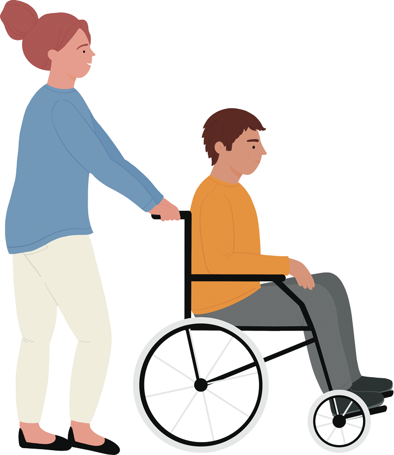 Grafik Begleitung Rollstuhl