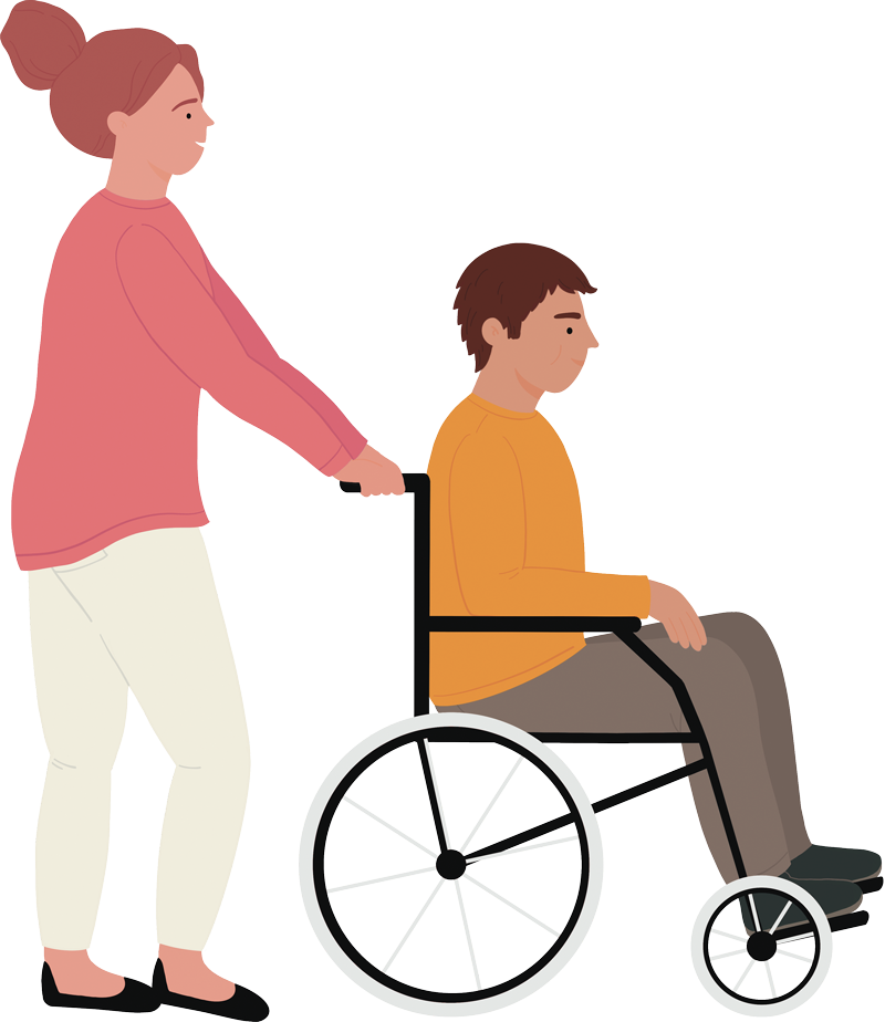 Grafik Begleitung Rollstuhl