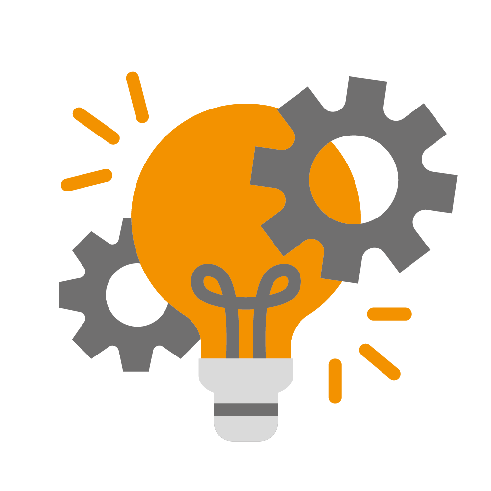 Icon Glühbirne und Zahnräder