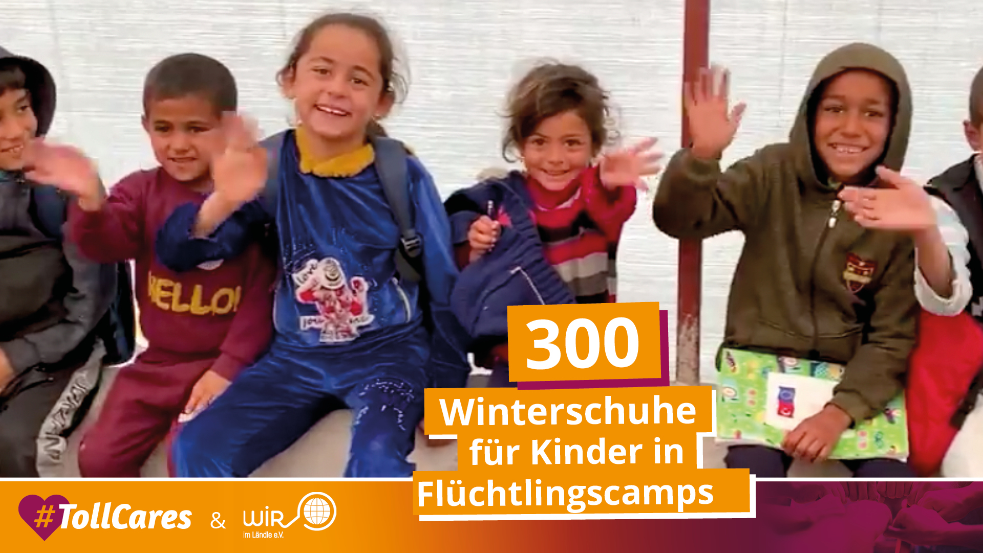 Thumbnail für YouTube-Video ,,Winterschuhe für Kinder in Flüchtlingscamps